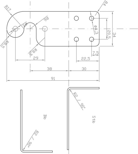 K2W Starboard Forward Facing Bracket - Stainless Steel