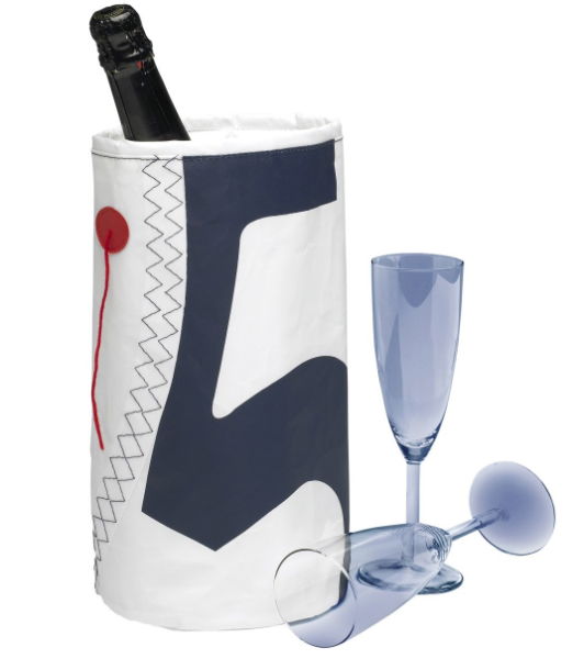 Sailcloth Wine Cooler - Navy Blue Detail