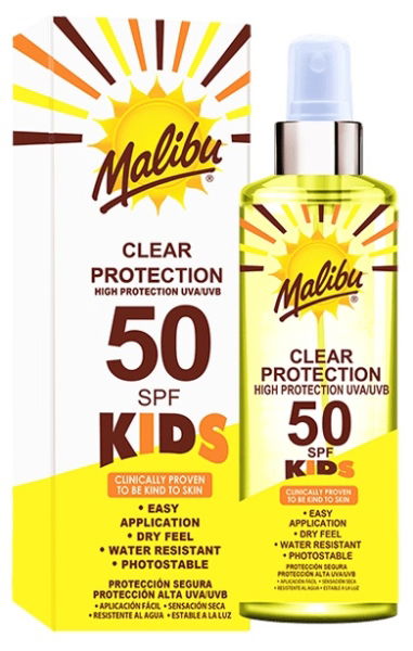 Malibu Sun SPF50 Kids Clear Protect Spray 250ml