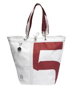 Sea Girl Sailcloth Shopping Bag - Red Detail