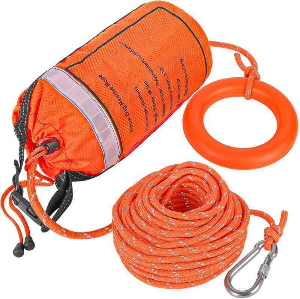 Rescue Throwing Line & Bag, Ring and SS Clip - 70ft 16mm